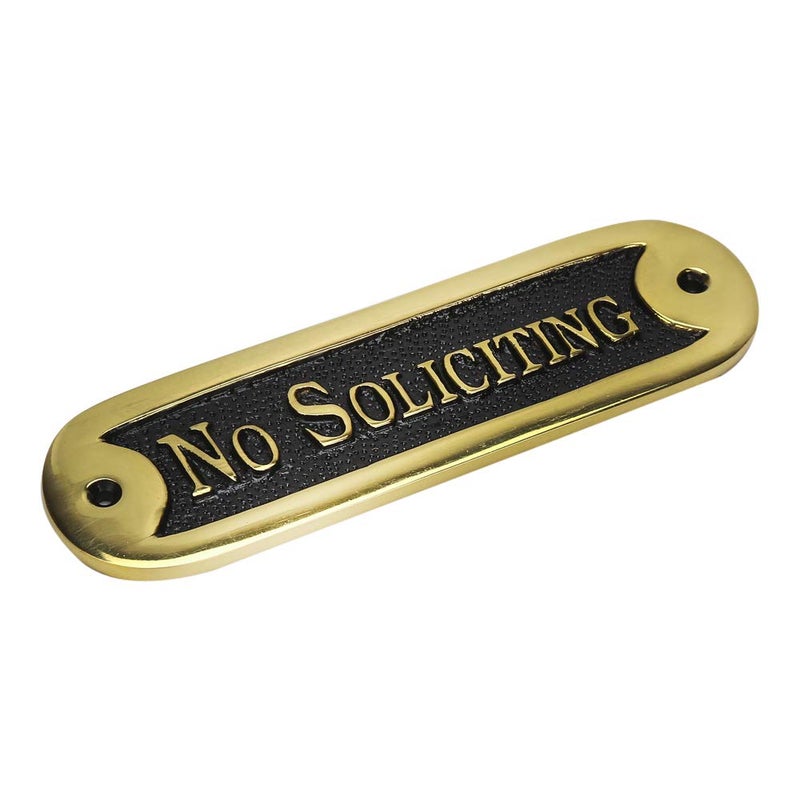 A29 Rectangular No Soliciting Door Sign Plate, Blackened Brass Finish Door Sign for Homes Offices Shop Cafe Stores, Easy Diy Installation for Indoors and Outdoors Decor(6 1/4 X 1 3/4 Inches) - Image 2